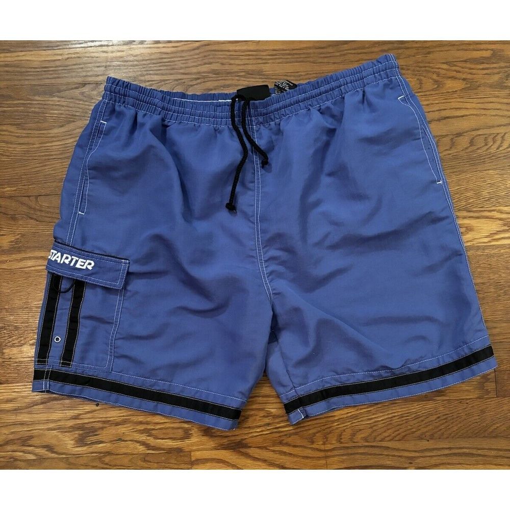 VTG STARTER Swim Trunks‎ Mens Large Board Shorts Blue Black Cargo Surf Beach Y2K